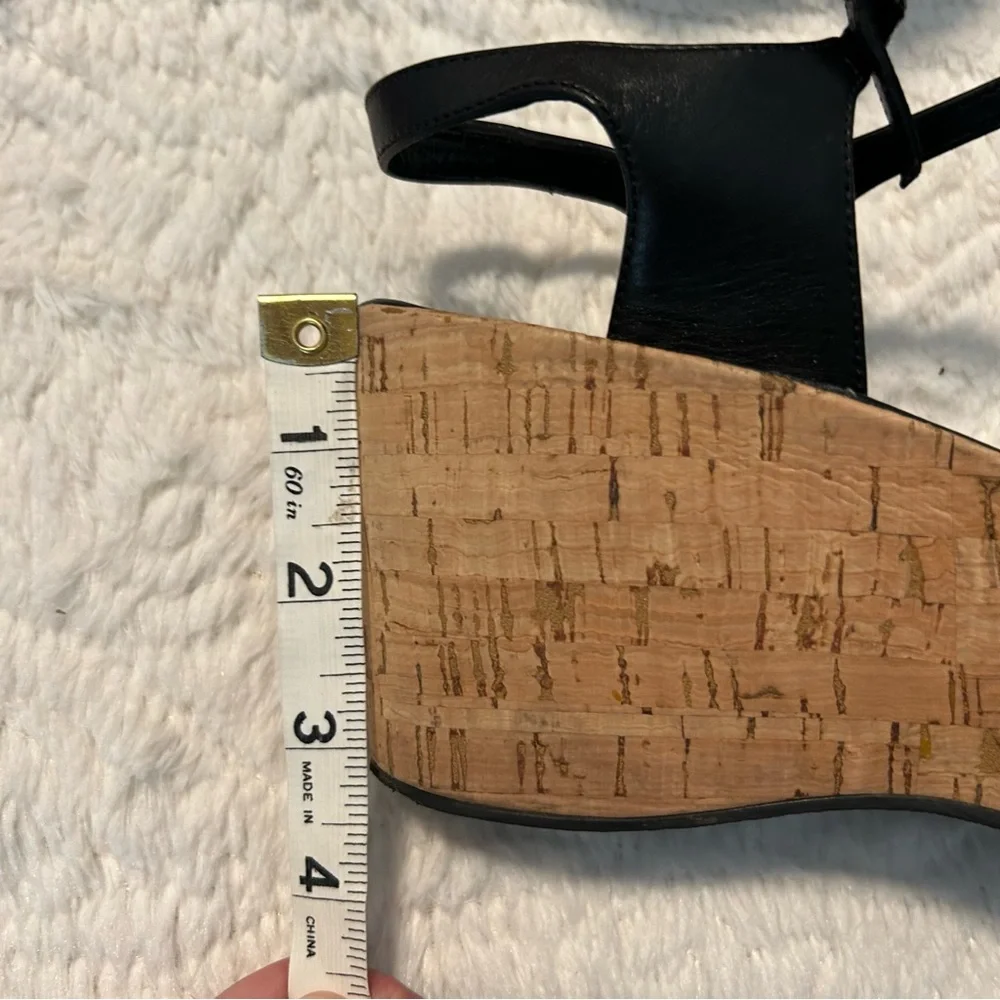 Kork-Ease Black Wedge Sandals Cork Platform Sz 11 Summer Vacation Comfy Vacation